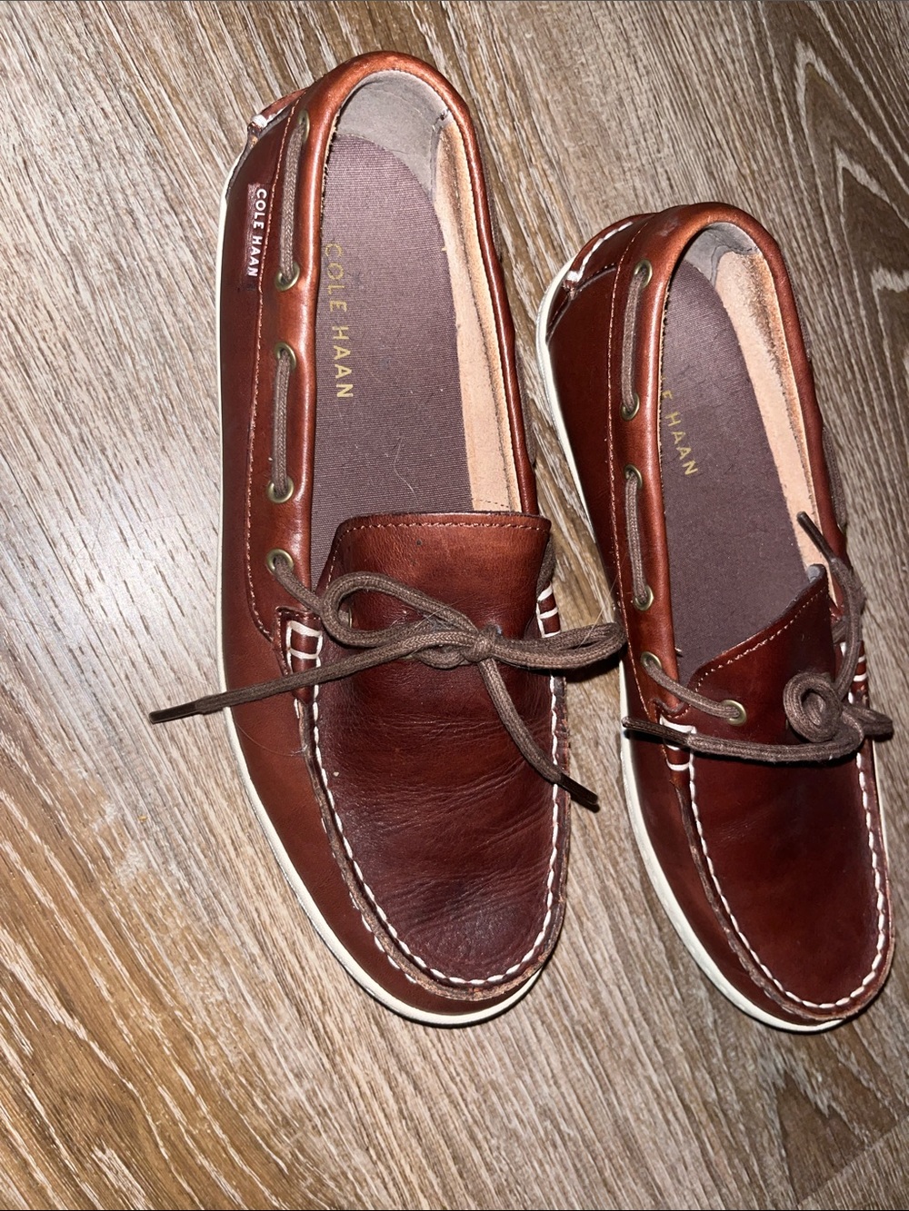 Cole Haan Men's Chestnut Brown Leather Boat Shoes